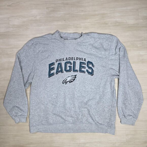 Y2K Reebok Philadelphia Eagles Sweatshirt Mens Large Gray NFL Football Crewneck - Picture 1 of 9
